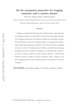 On the asymptotic properties of a bagging estimator with a massive
  dataset