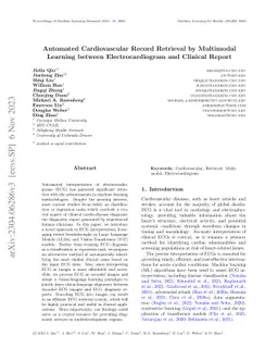 Automated Cardiovascular Record Retrieval by Multimodal Learning between
  Electrocardiogram and Clinical Report