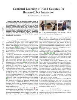 Continual Learning of Hand Gestures for Human-Robot Interaction