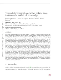 Towards hypergraph cognitive networks as feature-rich models of
  knowledge