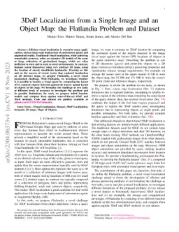 3DoF Localization from a Single Image and an Object Map: the Flatlandia
  Problem and Dataset