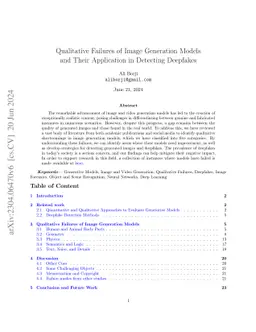 Qualitative Failures of Image Generation Models and Their Application in
  Detecting Deepfakes