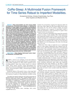 CoRe-Sleep: A Multimodal Fusion Framework for Time Series Robust to
  Imperfect Modalities