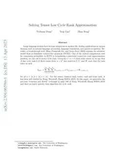 Solving Tensor Low Cycle Rank Approximation