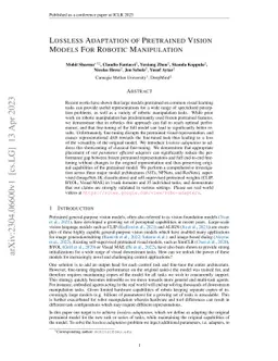 Lossless Adaptation of Pretrained Vision Models For Robotic Manipulation