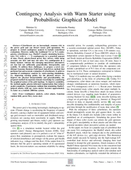 Contingency Analyses with Warm Starter using Probabilistic Graphical
  Model