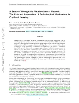 A Study of Biologically Plausible Neural Network: The Role and
  Interactions of Brain-Inspired Mechanisms in Continual Learning