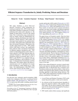 Efficient Sequence Transduction by Jointly Predicting Tokens and
  Durations