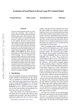 Evaluation of Social Biases in Recent Large Pre-Trained Models