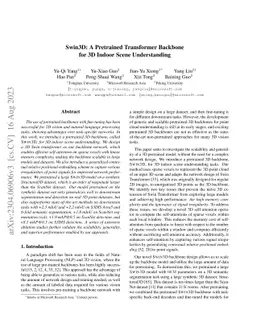 Swin3D: A Pretrained Transformer Backbone for 3D Indoor Scene
  Understanding