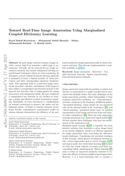 Toward Real-Time Image Annotation Using Marginalized Coupled Dictionary
  Learning