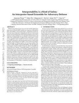 Interpretability is a Kind of Safety: An Interpreter-based Ensemble for
  Adversary Defense