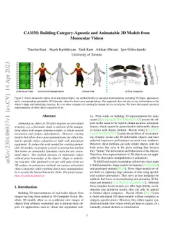 CAMM: Building Category-Agnostic and Animatable 3D Models from Monocular
  Videos