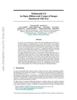 Multimodal C4: An Open, Billion-scale Corpus of Images Interleaved with
  Text