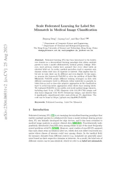 Scale Federated Learning for Label Set Mismatch in Medical Image
  Classification