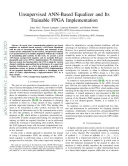 Unsupervised ANN-Based Equalizer and Its Trainable FPGA Implementation