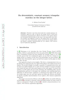 On deterministic, constant memory triangular searches on the integer
  lattice