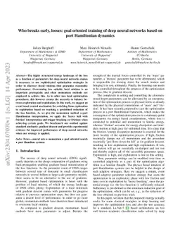 Who breaks early, looses: goal oriented training of deep neural networks
  based on port Hamiltonian dynamics