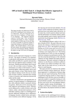 OPI at SemEval 2023 Task 9: A Simple But Effective Approach to
  Multilingual Tweet Intimacy Analysis