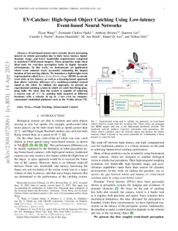 EV-Catcher: High-Speed Object Catching Using Low-latency Event-based
  Neural Networks