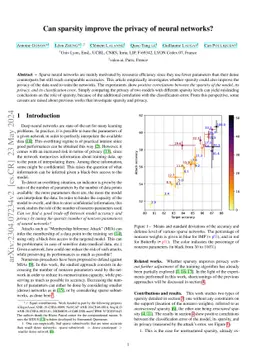 Can sparsity improve the privacy of neural networks?