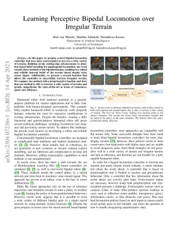 Learning Perceptive Bipedal Locomotion over Irregular Terrain