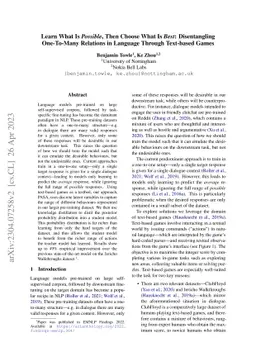 Learn What Is Possible, Then Choose What Is Best: Disentangling
  One-To-Many Relations in Language Through Text-based Games