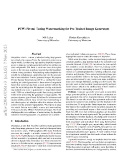 PTW: Pivotal Tuning Watermarking for Pre-Trained Image Generators