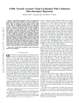 CoPR: Towards Accurate Visual Localization With Continuous
  Place-descriptor Regression