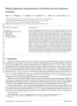 Medical Question Summarization with Entity-driven Contrastive Learning