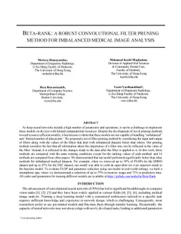 Beta-Rank: A Robust Convolutional Filter Pruning Method For Imbalanced
  Medical Image Analysis