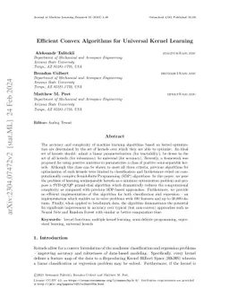 Efficient Convex Algorithms for Universal Kernel Learning