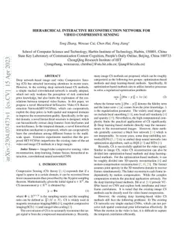 Hierarchical Interactive Reconstruction Network For Video Compressive
  Sensing
