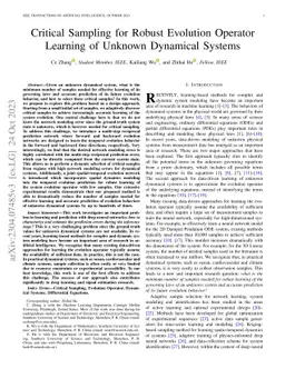 Critical Sampling for Robust Evolution Operator Learning of Unknown
  Dynamical Systems