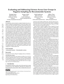 Evaluating and Addressing Fairness Across User Groups in Negative Sampling for Recommender Systems