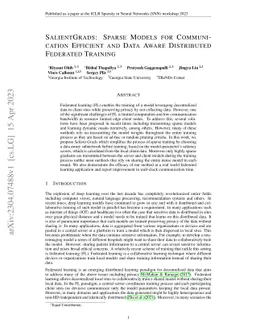 SalientGrads: Sparse Models for Communication Efficient and Data Aware
  Distributed Federated Training