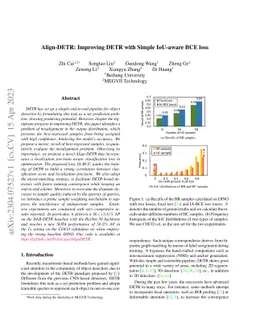 Align-DETR: Improving DETR with Simple IoU-aware BCE loss