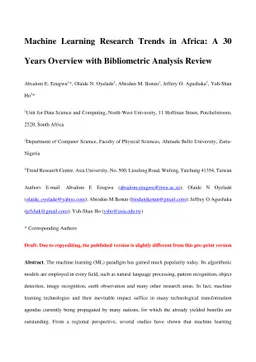 Machine Learning Research Trends in Africa: A 30 Years Overview with
  Bibliometric Analysis Review