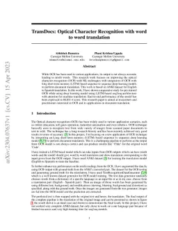 TransDocs: Optical Character Recognition with word to word translation