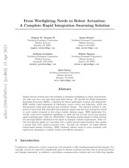 From Warfighting Needs to Robot Actuation: A Complete Rapid Integration
  Swarming Solution