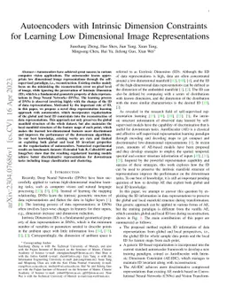 Autoencoders with Intrinsic Dimension Constraints for Learning Low
  Dimensional Image Representations