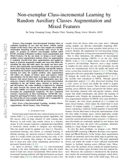 Non-exemplar Class-incremental Learning by Random Auxiliary Classes
  Augmentation and Mixed Features