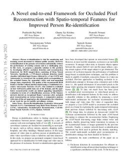 A Novel end-to-end Framework for Occluded Pixel Reconstruction with
  Spatio-temporal Features for Improved Person Re-identification