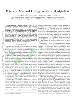 Pointwise Maximal Leakage on General Alphabets