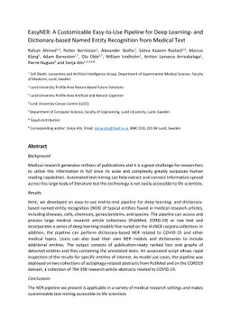 EasyNER: A Customizable Easy-to-Use Pipeline for Deep Learning- and Dictionary-based Named Entity Recognition from Medical and Life Science Text