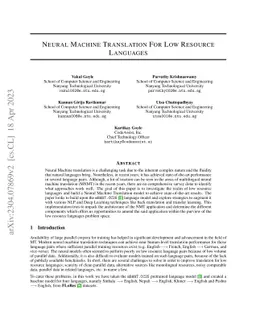 Neural Machine Translation For Low Resource Languages