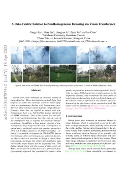 A Data-Centric Solution to NonHomogeneous Dehazing via Vision
  Transformer