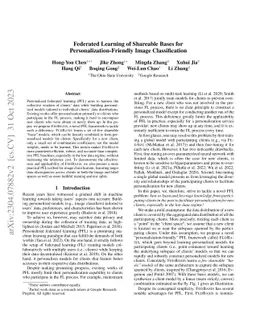 Federated Learning of Shareable Bases for Personalization-Friendly Image
  Classification