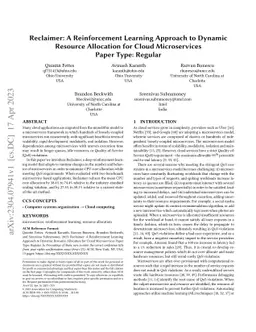 Reclaimer: A Reinforcement Learning Approach to Dynamic Resource
  Allocation for Cloud Microservices