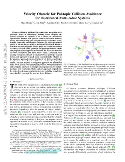 Velocity Obstacle for Polytopic Collision Avoidance for Distributed
  Multi-robot Systems
